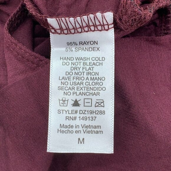 Double Zero Maroon V-Neck Long Sleeve Bodysuit - Picture 5 of 6